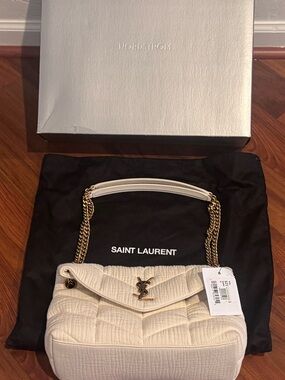 NWT Authentic YSL Loulou Puffer Off White Cream Color Shoulder Crossbody